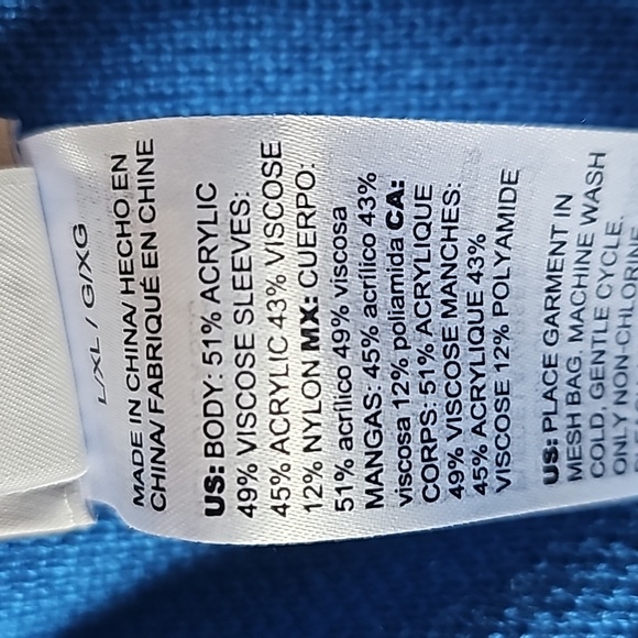 Chico's blue knit gold tone grommets with fringes sweater poncho L /XL - Picture 10 of 12